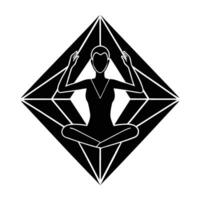 Graceful yogi in diamond pose silhouette art on white background vector