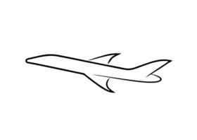 Minimalist side silhouette of a modern airplane design isolated on white background vector