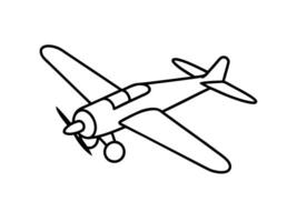 Minimalist flat line art variant two of a vintage monoplane silhouette on white background vector
