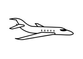 Minimalist side profile of a small private jet silhouette isolated on white background vector