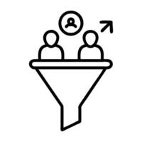 Marketing funnel conversion icon with user engagement and flat design on white background vector