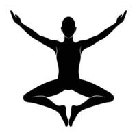 Creative yoga stretching with extended arms silhouette art on white background vector