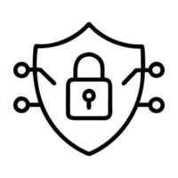 Data privacy focused marketing strategy icon with shield silhouette on white background vector