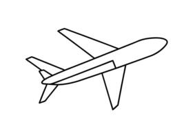 Minimalist outline of an airplane with distinctive silhouette on white background vector