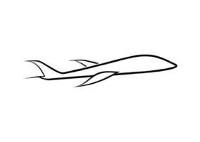 Elegant minimalist side silhouette of a modern airplane design on white background vector