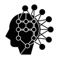 AI driven network analyzing data silhouette isolated on white background vector