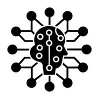 AI driven machine learning network silhouette displayed isolated on white background vector