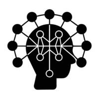 Machine learning network powered by AI silhouette isolated on white background vector