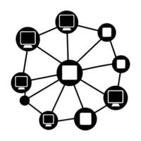 Digital network with multiple devices connected silhouette isolated on white background vector