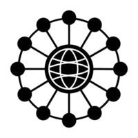 Global internet network featuring interconnected lines silhouette on clean white background vector