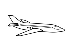 Minimalist line art variant of a streamlined commercial jet silhouette on white background vector