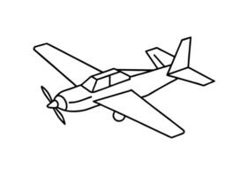 Abstract line drawing variant of a single propeller airplane silhouette on white background vector