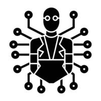 AI powered cybersecurity scanning digital network silhouette isolated on white background vector