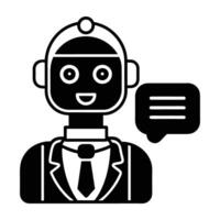 AI-driven chatbot answering customer queries silhouette isolated vector