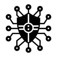 AI powered network security analysis silhouette isolated on white background vector