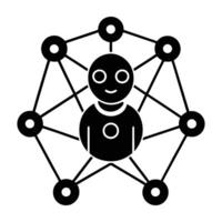 AI chatbot communicating through a digital network silhouette isolated vector