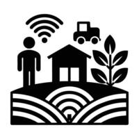 IoT smart agriculture network silhouette elegantly shown on white background vector