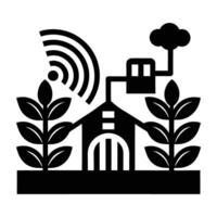Smart agriculture using IoT network silhouette on white background for innovation vector