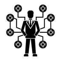 Artificial intelligence managing network traffic silhouette isolated on white background vector
