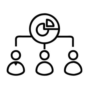 Market segmentation icon with audience categories and flat design on white background vector