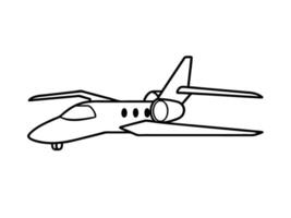 Minimalist flat line art variant of a sleek private jet silhouette on white background vector