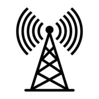 Wireless communication tower transmitting signals silhouette clearly on white background vector