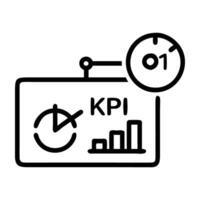Digital marketing KPI dashboard icon with charts and flat design on white background vector