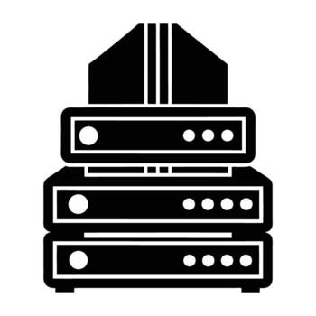 silueta de web hospedaje servidor apilar mostrado en blanco antecedentes vector