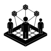 Holographic 3D communication through a digital network silhouette isolated vector