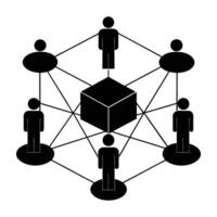 3D holographic communication over a digital network silhouette on white background vector