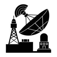 Satellite internet system in operation silhouette displayed on white background vector
