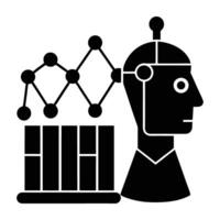 AI driven stock market prediction system silhouette isolated on white background vector