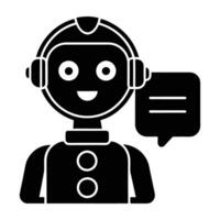 AI-powered chatbot responding to customer inquiries silhouette isolated vector