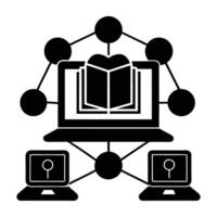 Live network streaming on e learning platform silhouette isolated on white background vector