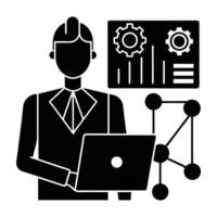 AI driven analytics by data scientist silhouette isolated on white background vector