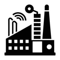 Industrial smart factory IoT network silhouette elegantly on white background vector