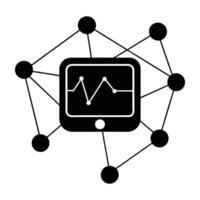 Digital health monitoring device on network silhouette isolated on white background vector