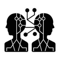 Digital twins technology for network optimization silhouette isolated on white background vector