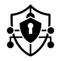 Secure VPN network connection with shield silhouette shown on white background vector