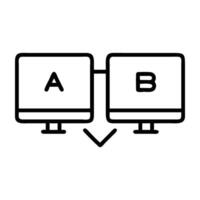 Digital marketing split test icon with screens and result display on white background vector
