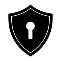 Shield with a keyhole silhouette on white background for security vector
