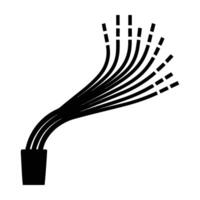 Fiber optic cables transmitting high speed internet silhouette isolated on white background vector