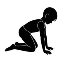 Soothing yogi in extended child pose silhouette art on white background vector