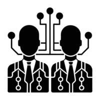 Network optimization with digital twins technology silhouette isolated on white background vector