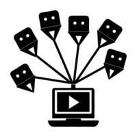 Silhouette of streaming media from digital network shown on white background vector