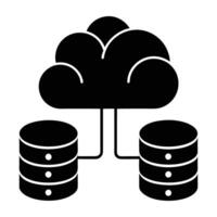 Database management system for cloud based platform silhouette isolated on white background vector