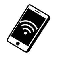 Silhouette of smartphone with active wi fi connection on white background vector