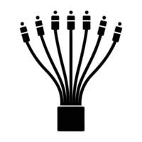High speed internet fiber optic cables silhouette isolated on white background vector