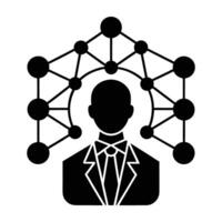 Network analyzing data driven by AI silhouette isolated on white background vector