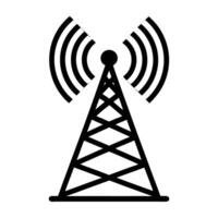 Telecommunication tower transmitting digital signal silhouette on white background clearly vector